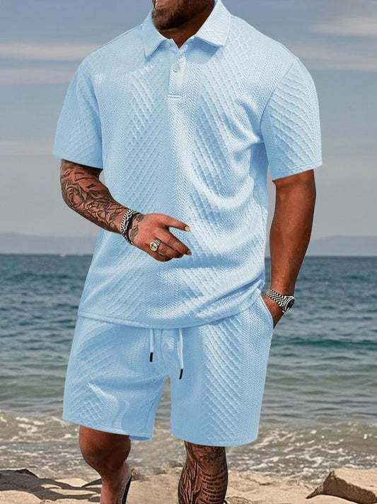 Niall - Textured Polo & Shorts Set