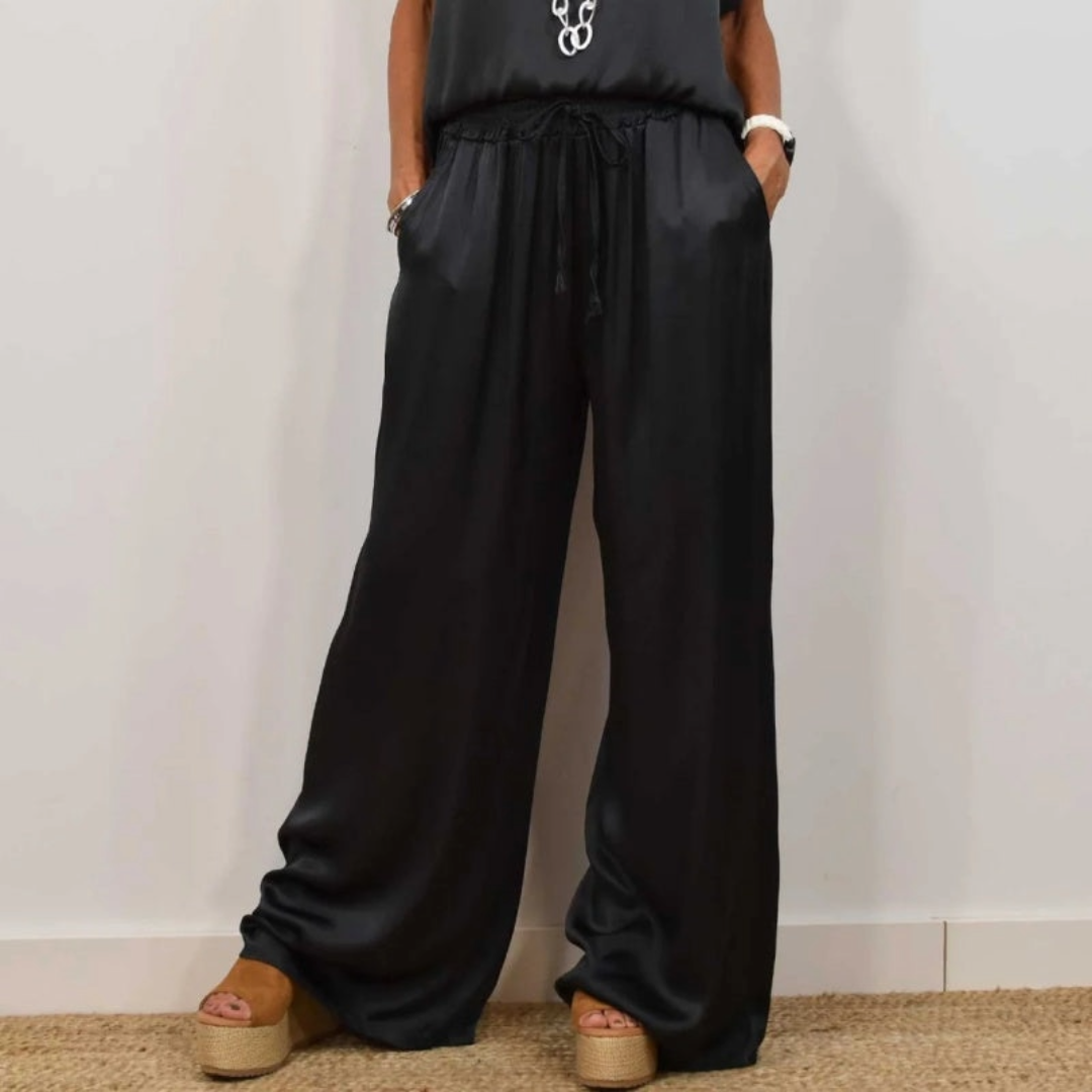 Nadine - Satin Top and Wide Leg Trousers Set