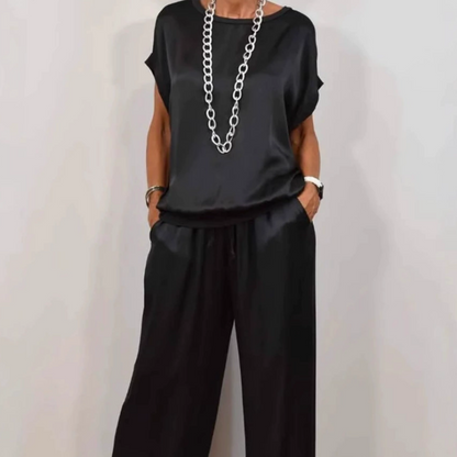 Nadine - Satin Top and Wide Leg Trousers Set