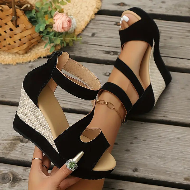Rosalyn - Cross Strap Wedge Sandals