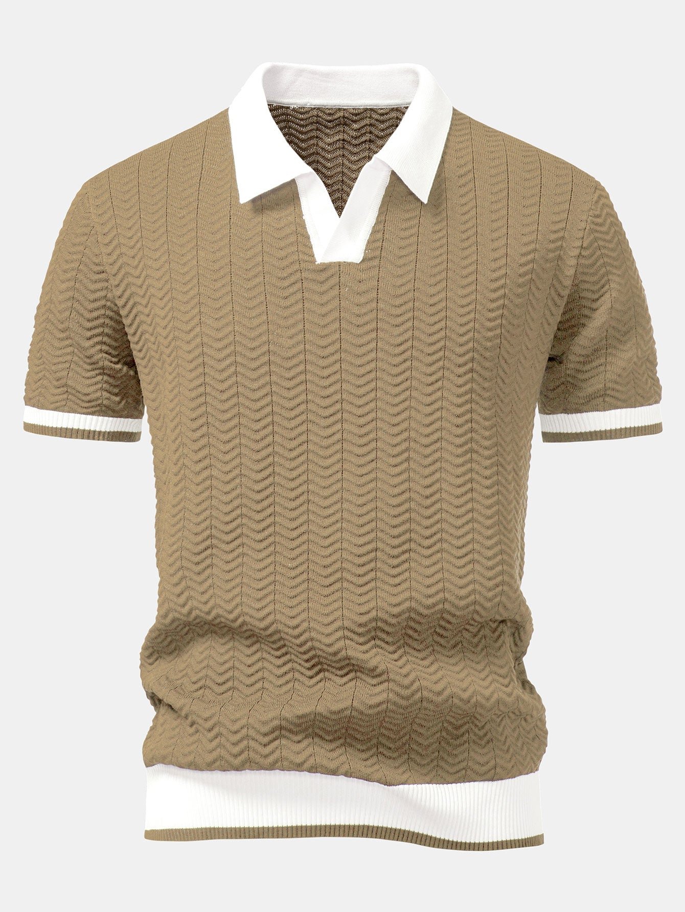 Arleno - Textured V-Neck Knit Polo