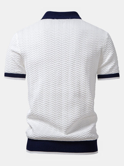 Arleno - Textured V-Neck Knit Polo