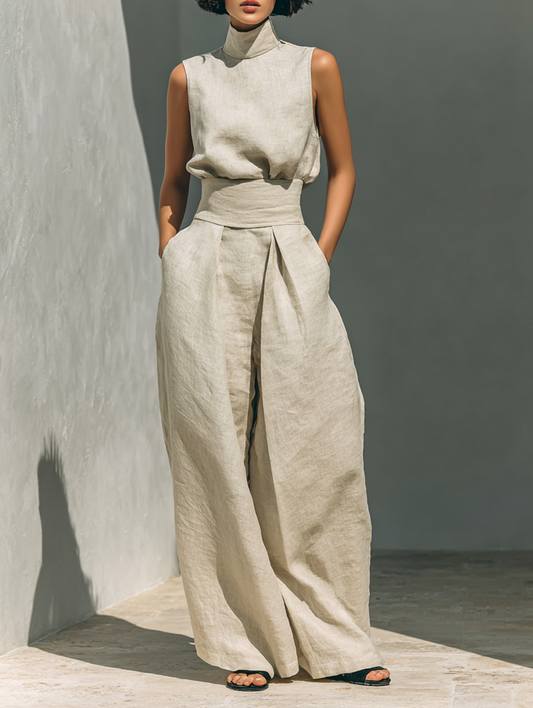 Alena - Breezy Sleeveless Blouse & Wide-Leg Trousers Set