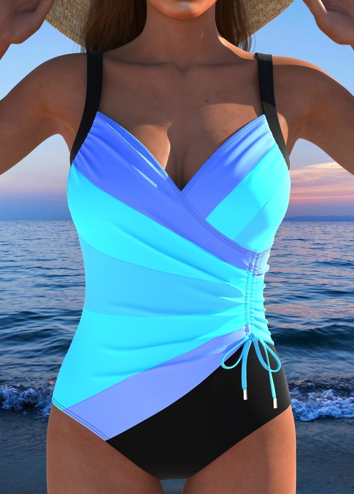 Xavessia - Sculpting Surplice One-Piece Swimsuit