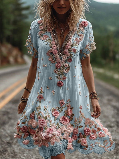 Giselda - Floral Embroidered Dress
