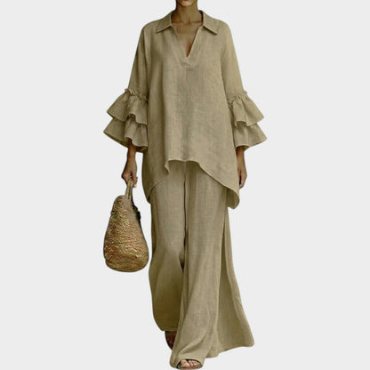 Catrin - Ruffle Sleeve Tunic and Trousers Set