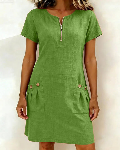 Girella - Breezy Linen A-Line Dress