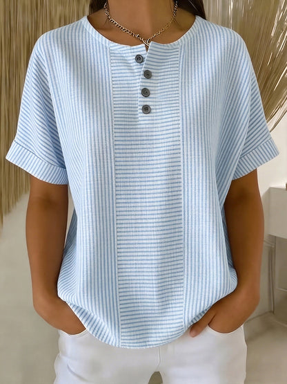 Selvara - Striped Button Blouse