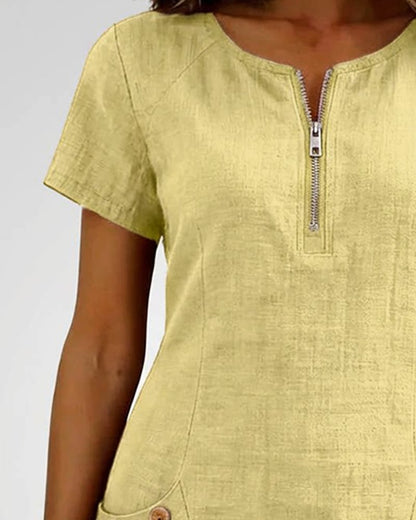 Girella - Breezy Linen A-Line Dress