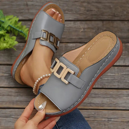 Lucerra - Buckle Strap Slide Sandals