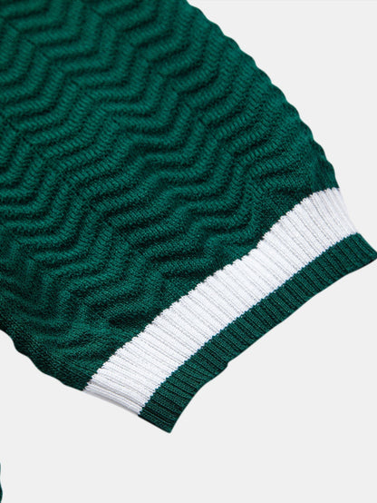Arleno - Textured V-Neck Knit Polo