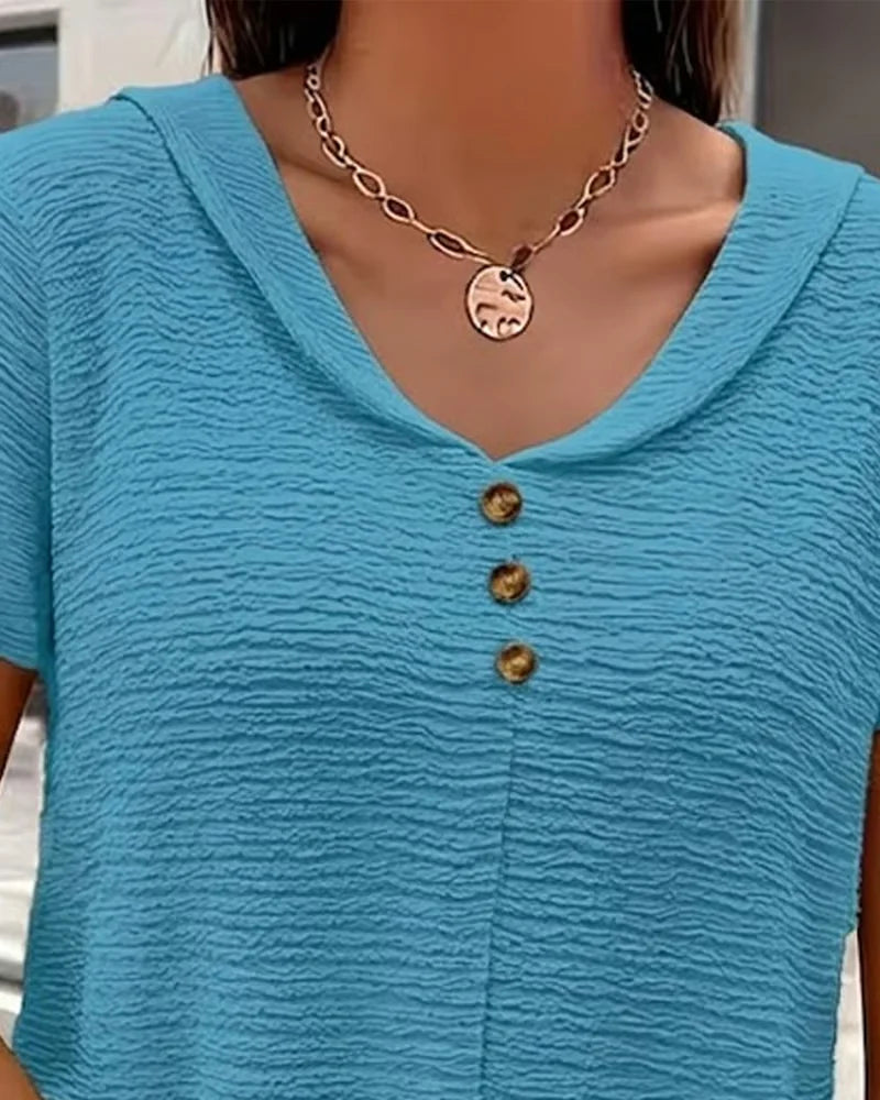 Quintessa - Button V-Neck Blouse