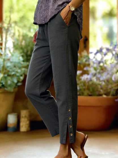 Bellamy - Button Detail Ankle Trousers