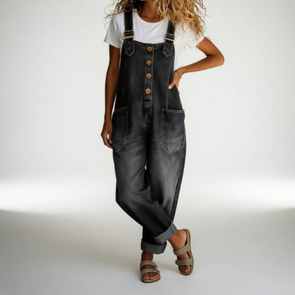 Opaline - Button Front Denim Overalls