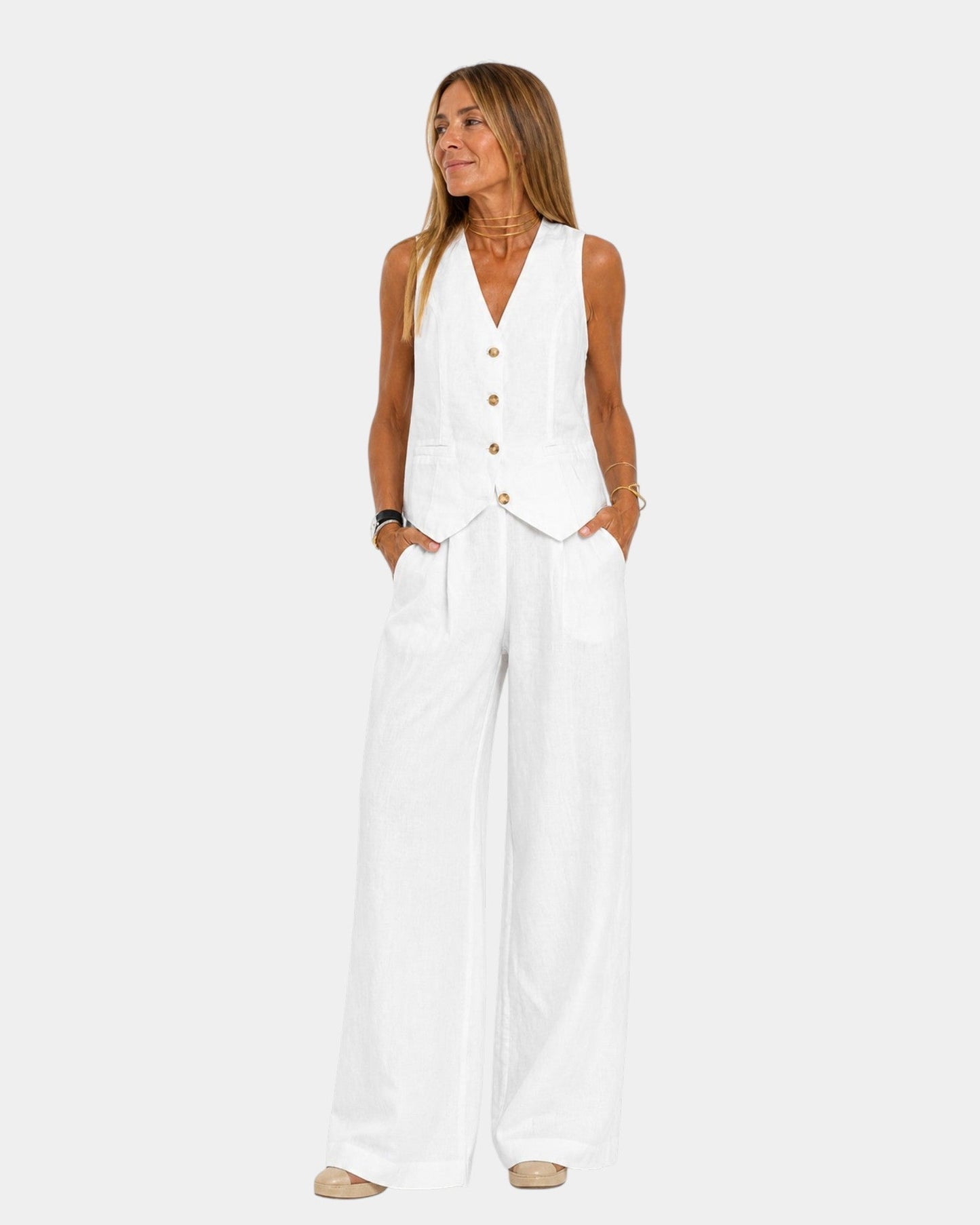 Nicolette - Tailored Vest & Wide-Leg Trousers Set