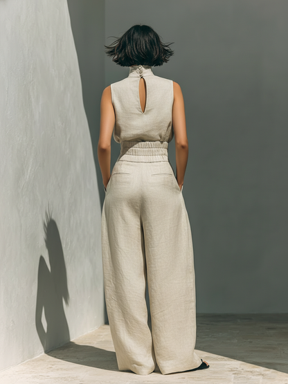 Alena - Breezy Sleeveless Blouse & Wide-Leg Trousers Set