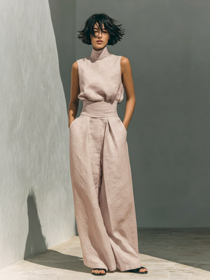 Alena - Breezy Sleeveless Blouse & Wide-Leg Trousers Set