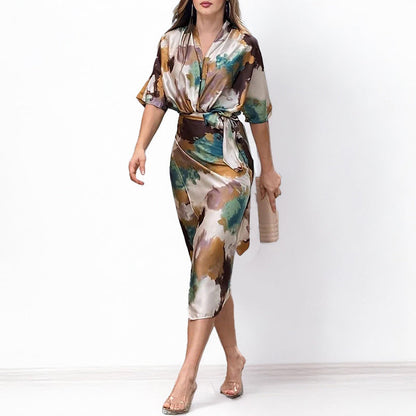 Jelyra - Lustrous Wrap Midi Dress