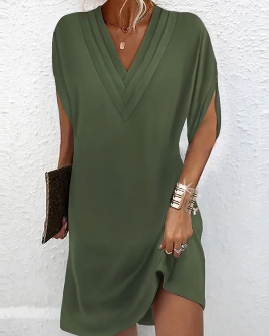 Adora - Soft-Touch V-Neck Wrap-Detail Dress