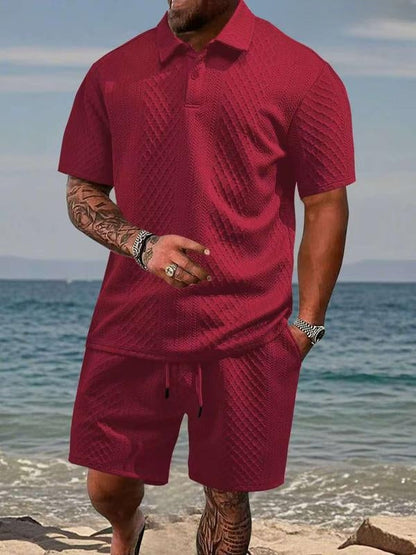 Niall - Textured Polo & Shorts Set