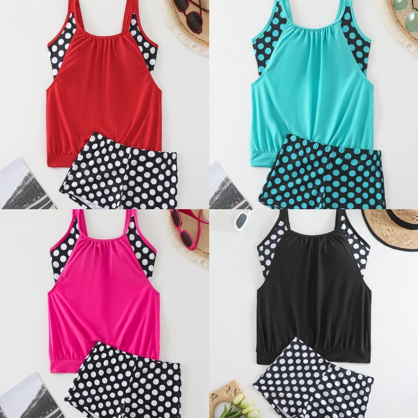 Celandine - Quick-Dry Retro Polka Dot Bikini Set