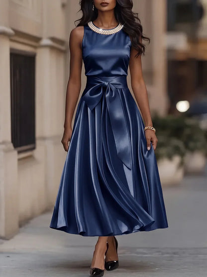 Sabine - Elegant Bow Midi Dress