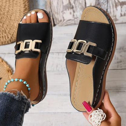 Lucerra - Buckle Strap Slide Sandals
