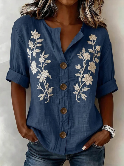 Fiana - Soft-Touch Embroidered Top