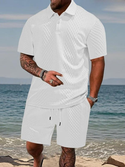 Niall - Textured Polo & Shorts Set