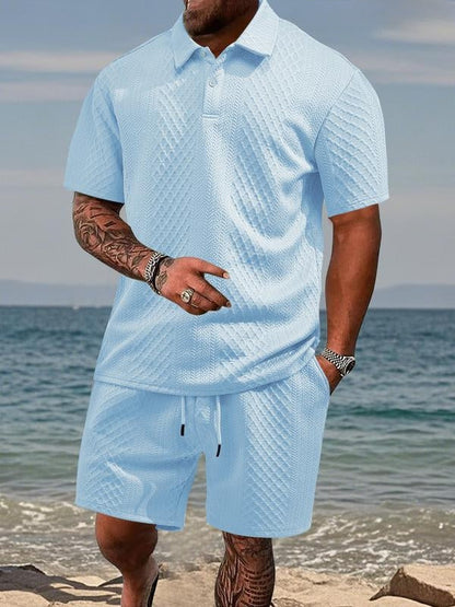 Niall - Textured Polo & Shorts Set