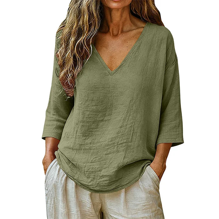 Rhianna - Elegant V-Neck Blouse