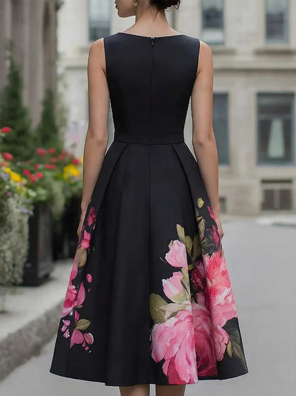 Xavia - Floral Fit And Flare Dress Elegant Midi
