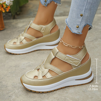 Novessia - Cut Out Platform Wedge Sandals